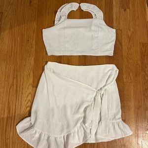 White two piece crop top and skirt